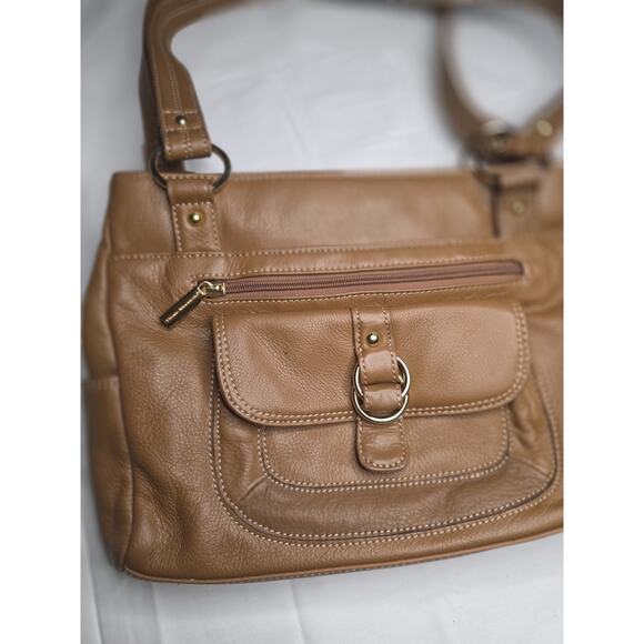 Vintage Stone Mountain USA Tan Leather Shoulder Bag Crossbody Adjustable - Picture 7 of 9